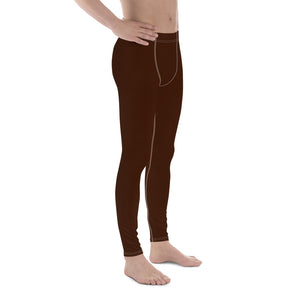 Sleek Silhouette: Men's Solid Color Yoga Pants Leggings - Chocolate Exclusive Leggings Mens Pants Solid Color trousers
