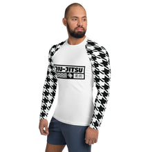 Sleek Style: Long Sleeve Jiu-Jitsu Houndstooth BJJ Rash Guard for Men Blanc Exclusive Houndstooth Jiu-Jitsu Long Sleeve Mens Rash Guard