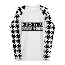 Sleek Style: Long Sleeve Jiu-Jitsu Houndstooth BJJ Rash Guard for Men Blanc Exclusive Houndstooth Jiu-Jitsu Long Sleeve Mens Rash Guard