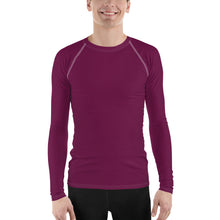 Sleek Sun Protection: Solid Color Rash Guard for Men - Tyrian Purple Exclusive Long Sleeve Mens Rash Guard Solid Color Swimwear