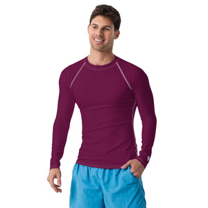 Sleek Sun Protection: Solid Color Rash Guard for Men - Tyrian Purple