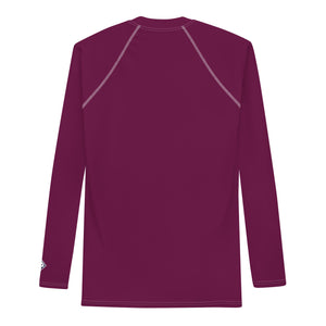Sleek Sun Protection: Solid Color Rash Guard for Men - Tyrian Purple Exclusive Long Sleeve Mens Rash Guard Solid Color Swimwear
