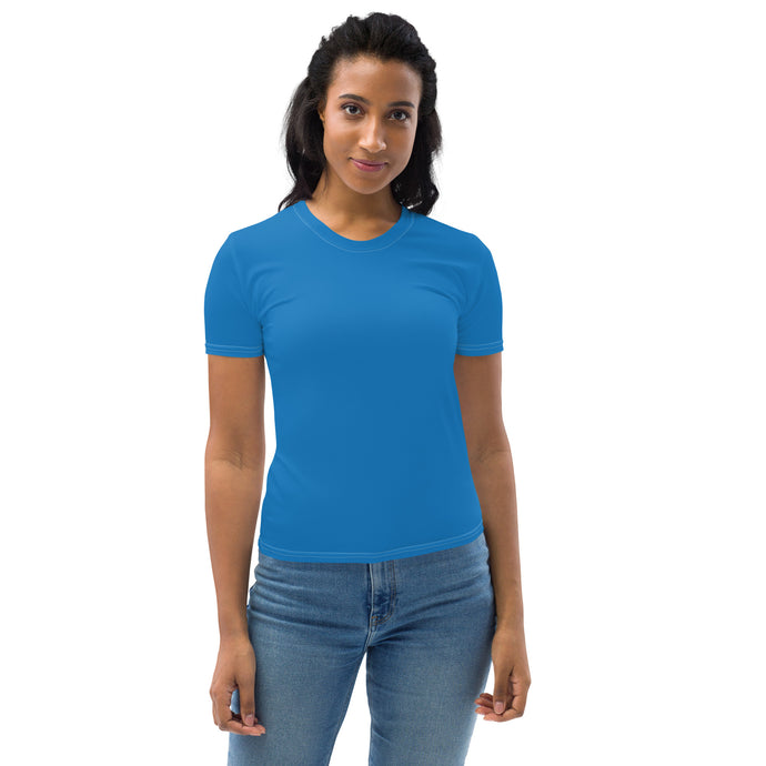 Solid Color Women's Short Sleeve BJJ Rash Guard - Lightweight Design - Azul