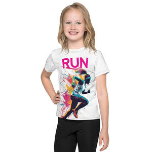 Speed Princess: Mile After Mile "RUN" Sprinter 001 Exclusive Girls Kids Rash Guard Running Short Sleeve Tees