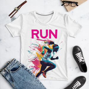 Speed Queen: Mile After Mile "RUN" Sprinter 001 Exclusive Rash Guard Running Short Sleeve Tees Womens