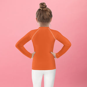Splash-Ready Style: Solid Color Rash Guards for Young Girls - Flamingo