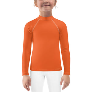 Splash-Ready Style: Solid Color Rash Guards for Young Girls - Flamingo