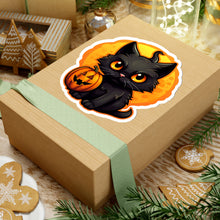 Spooky Black Cat and Pumpkin Halloween Stickers - Soldier Complex