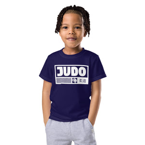 Sporty Essential: Boy's Short Sleeve Judo Rash Guard - Midnight Blue Boys Exclusive Judo Kids Rash Guard Short Sleeve