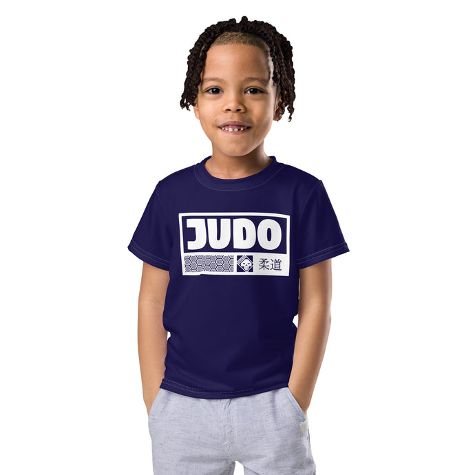 Sporty Essential: Boy's Short Sleeve Judo Rash Guard - Midnight Blue Boys Exclusive Judo Kids Rash Guard Short Sleeve