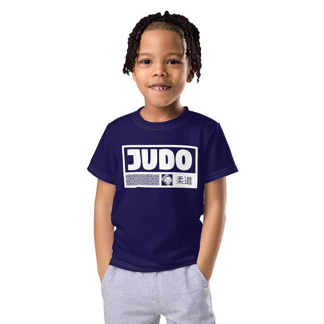 Sporty Essential: Boy's Short Sleeve Judo Rash Guard - Midnight Blue Boys Exclusive Judo Kids Rash Guard Short Sleeve