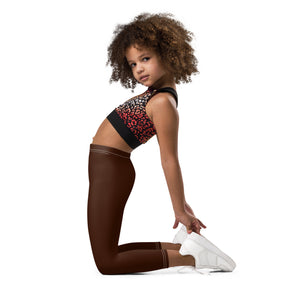 Sporty Staples: Solid Color Leggings for Active Girls - Chocolate Exclusive Girls Kids Leggings Solid Color