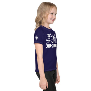 Sporty Style: Girl's Short Sleeve Classic Jiu-Jitsu Rash Guard - Midnight Blue Exclusive Girls Jiu-Jitsu Kids Rash Guard Short Sleeve