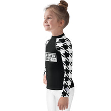 Sporty Style: Houndstooth Jiu-Jitsu Long Sleeve Rash Guard for Girls' BJJ Exclusive Girls Houndstooth Jiu-Jitsu Kids Long Sleeve Rash Guard