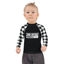 Sporty Style: Houndstooth Jiu-Jitsu Long Sleeve Rash Guard for Girls' BJJ Exclusive Girls Houndstooth Jiu-Jitsu Kids Long Sleeve Rash Guard