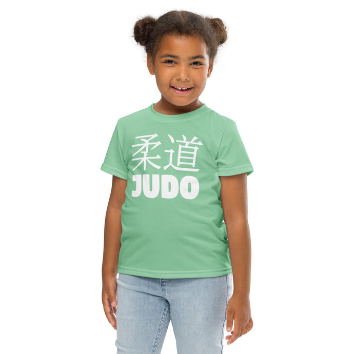 Sporty Sun Protection: Girl's Short Sleeve Classic Judo Rash Guard - Vista Blue Exclusive Girls Judo Kids Rash Guard Short Sleeve