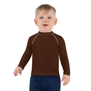 Street-Ready Shield: Long Sleeve Rash Guards for Kids Boys - Chocolate Boys Exclusive Kids Long Sleeve Solid Color