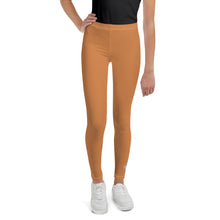 Stretchy & Durable Youth Girls Solid Color Leggings for Play & Sport - Raw Sienna