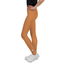 Stretchy & Durable Youth Girls Solid Color Leggings for Play & Sport - Raw Sienna