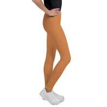 Stretchy & Durable Youth Girls Solid Color Leggings for Play & Sport - Raw Sienna
