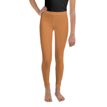 Stretchy & Durable Youth Girls Solid Color Leggings for Play & Sport - Raw Sienna