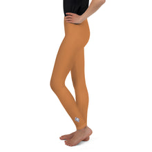 Stretchy & Durable Youth Girls Solid Color Leggings for Play & Sport - Raw Sienna