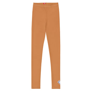 Stretchy & Durable Youth Girls Solid Color Leggings for Play & Sport - Raw Sienna