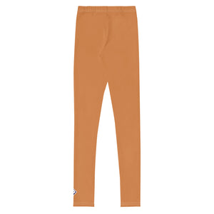 Stretchy & Durable Youth Girls Solid Color Leggings for Play & Sport - Raw Sienna