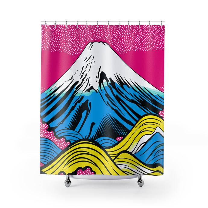 Stunning Mt Fuji Pop Art Shower Curtain - Enhance Your Bathroom Décor 002 Bath Bathroom Exclusive Home & Living Indoor Shower Shower Curtain