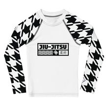 Style and Strength: Houndstooth Long Sleeve BJJ Rash Guard for Boys Boys Exclusive Houndstooth Kids Long Sleeve Rash Guard