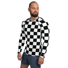 Stylish Defense: Men's Checkered Long Sleeve BJJ Rash Guard Checkered Exclusive Long Sleeve Mens Rash Guard Swimwear