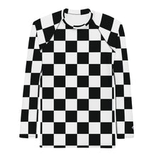 Stylish Defense: Men's Checkered Long Sleeve BJJ Rash Guard Checkered Exclusive Long Sleeve Mens Rash Guard Swimwear