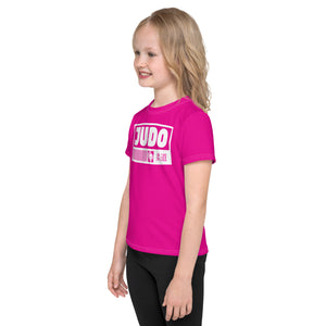 Stylish Performance: Girl's Short Sleeve Judo Rash Guard - Hollywood Cerise Exclusive Girls Judo Kids Rash Guard Short Sleeve