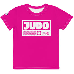 Stylish Performance: Girl's Short Sleeve Judo Rash Guard - Hollywood Cerise Exclusive Girls Judo Kids Rash Guard Short Sleeve