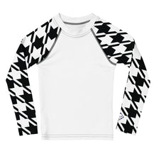 Stylish Protection: Girl's Houndstooth Long Sleeve BJJ Rash Guard Exclusive Girls Houndstooth Kids Long Sleeve Rash Guard Swimwear