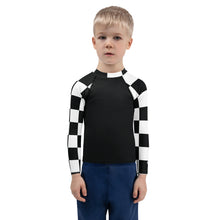 Stylish Safety: Kids Boys' Checkered Long Sleeve Rash Guard - Noir Boys Checkered Exclusive Kids Long Sleeve Rash Guard Swimwear