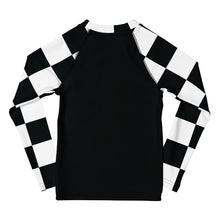 Stylish Safety: Kids Boys' Checkered Long Sleeve Rash Guard - Noir Boys Checkered Exclusive Kids Long Sleeve Rash Guard Swimwear