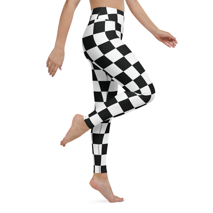 Stylish Strides: Checkered Women's Yoga Pants Leggings