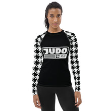 Stylish Support: Long Sleeve Judo Houndstooth BJJ Rash Guard for Women Noir Exclusive Houndstooth Judo Long Sleeve Rash Guard Womens