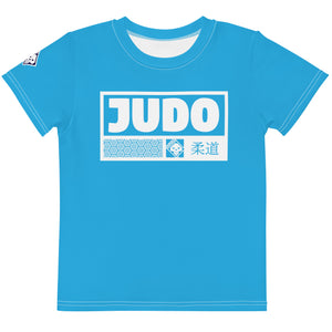 Summer Adventure: Boy's Short Sleeve Judo Rash Guard - Cyan Boys Exclusive Judo Kids Rash Guard Short Sleeve