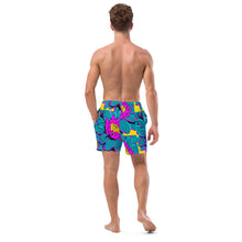 Summer Blossoms: Men's Dahlia Print 001 Swim Trunks Exclusive Mens Shorts Swimwear