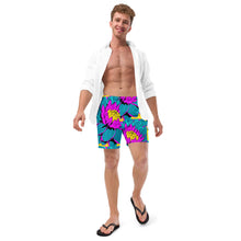 Summer Blossoms: Men's Dahlia Print 001 Swim Trunks Exclusive Mens Shorts Swimwear