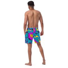 Summer Blossoms: Men's Dahlia Print 001 Swim Trunks Exclusive Mens Shorts Swimwear