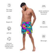 Summer Blossoms: Men's Dahlia Print 001 Swim Trunks Exclusive Mens Shorts Swimwear