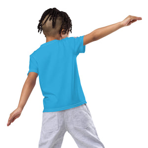 Summer Fun: Boy's Short Sleeve Classic Jiu-Jitsu Rash Guard - Cyan Boys Exclusive Jiu-Jitsu Kids Rash Guard Short Sleeve