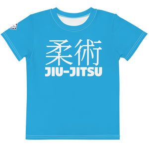 Summer Fun: Girl's Short Sleeve Classic Jiu-Jitsu Rash Guard - Cyan Exclusive Girls Jiu-Jitsu Kids Rash Guard Short Sleeve