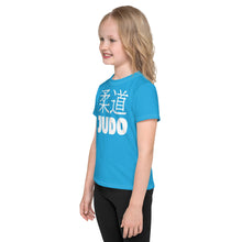 Summer Fun: Girl's Short Sleeve Classic Judo Rash Guard - Cyan Exclusive Girls Judo Kids Rash Guard Short Sleeve