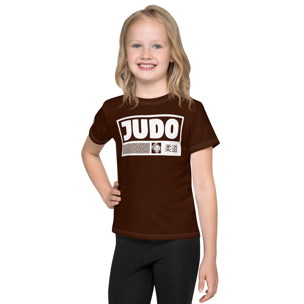 Summer Ready: Girl's Short Sleeve Judo Rash Guard - Chocolate Exclusive Girls Judo Kids Rash Guard Short Sleeve