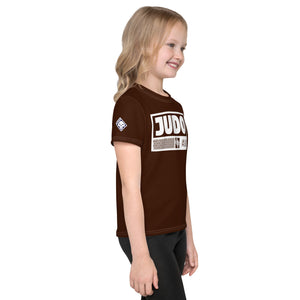 Summer Ready: Girl's Short Sleeve Judo Rash Guard - Chocolate Exclusive Girls Judo Kids Rash Guard Short Sleeve