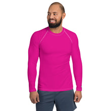 Sun-Ready Style: Men's Solid Color Long Sleeve Rash Guard - Hollywood Cerise Exclusive Long Sleeve Mens Rash Guard Solid Color Swimwear